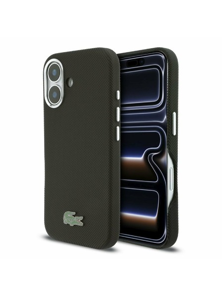 Lacoste Lacoste PVC Iconic Petit Pique Metal Logo MagSafe Carcasă Spate pentru iPhone 16 Black