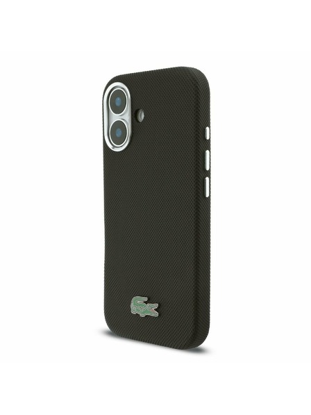 Lacoste Lacoste PVC Iconic Petit Pique Metal Logo MagSafe Carcasă Spate pentru iPhone 16 Black