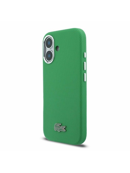 Lacoste Lacoste PVC Iconic Petit Pique Metal Logo MagSafe Carcasă Spate pentru iPhone 16 Estragon Green