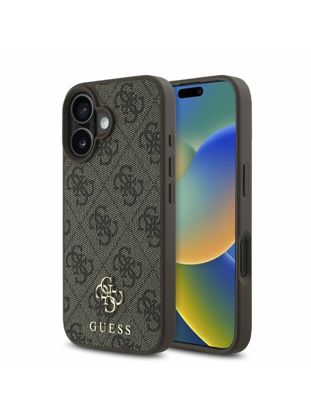 Guess Guess PU 4G Small Metal Logo MagSafe Carcasă Spate pentru iPhone 16 Plus Brown