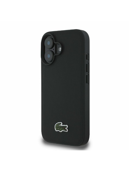 Lacoste Lacoste Iconic Petit Pique Woven Logo MagSafe Carcasă Spate pentru iPhone 16 Plus Black