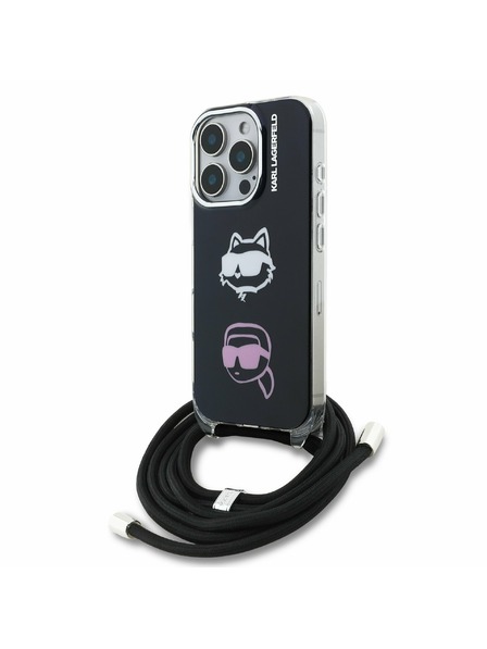 Karl Lagerfeld Karl Lagerfeld IML Crossbody K&CH Heads Carcasă Spate pentru iPhone 16 Pro Black