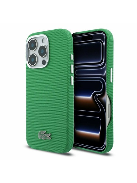 Lacoste Lacoste PVC Iconic Petit Pique Metal Logo MagSafe Carcasă Spate pentru iPhone 16 Pro Estragon Green