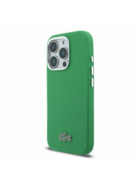 Lacoste Lacoste PVC Iconic Petit Pique Metal Logo MagSafe Carcasă Spate pentru iPhone 16 Pro Estragon Green