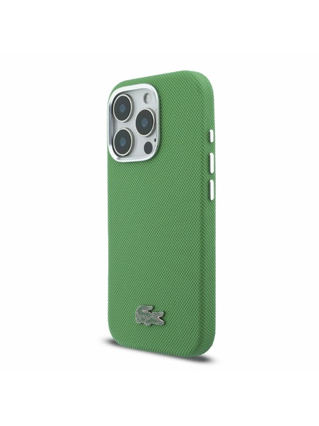 Lacoste Lacoste PVC Iconic Petit Pique Metal Logo MagSafe Carcasă Spate pentru iPhone 16 Pro Max Estragon Green