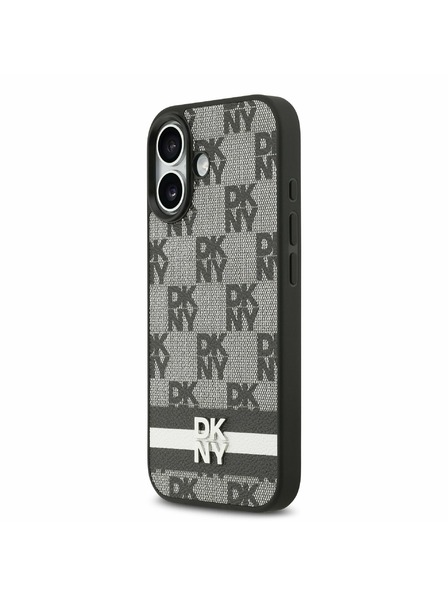 DKNY DKNY PU Leather Checkered Pattern and Stripe Carcasă Spate pentru iPhone 17 Black