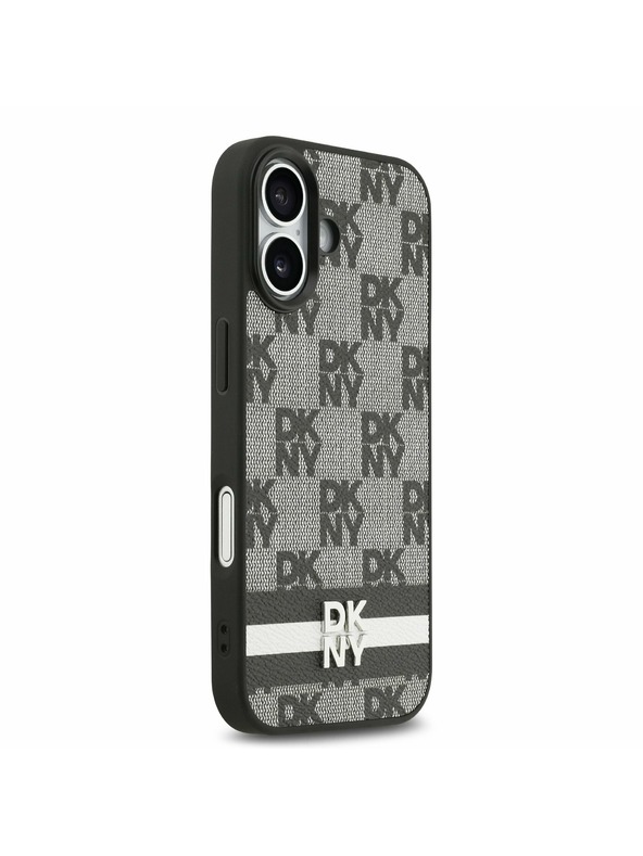DKNY DKNY PU Leather Checkered Pattern and Stripe Carcasă Spate pentru iPhone 17 Black