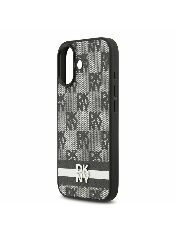 DKNY DKNY PU Leather Checkered Pattern and Stripe Carcasă Spate pentru iPhone 17 Black