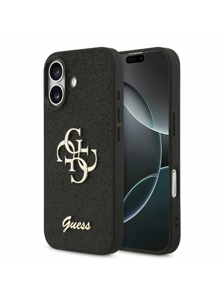 Guess Guess PU Fixed Glitter 4G Metal Logo Carcasă Spate pentru iPhone 17 Black