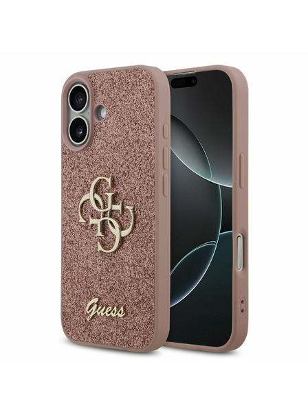Guess Guess PU Fixed Glitter 4G Metal Logo Carcasă Spate pentru iPhone 17 Pink