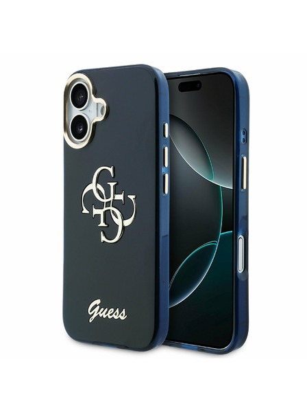 Guess Guess IML 4G Script Metal Logo Carcasă Spate pentru iPhone 17 Blue
