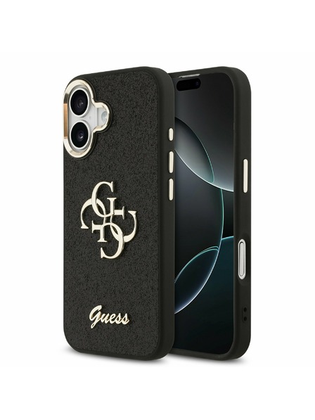 Guess Guess PU Fixed Glitter 4G Metal Frame Carcasă Spate pentru iPhone 17 Black