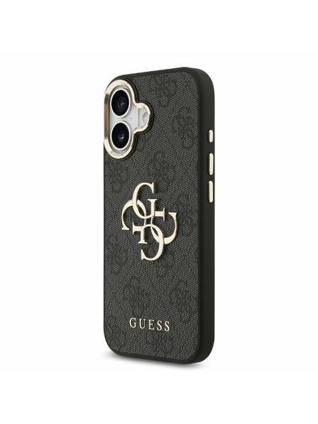 Guess Guess PU Leather 4G Metal Logo Gold Frame Carcasă Spate pentru iPhone 17 Black