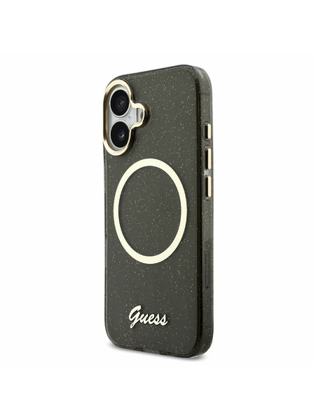 Guess Guess IML Glitter Script Strap MagSafe Carcasă Spate pentru iPhone 17 Black