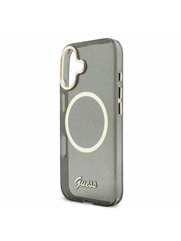 Guess Guess IML Glitter Script Strap MagSafe Carcasă Spate pentru iPhone 17 Black