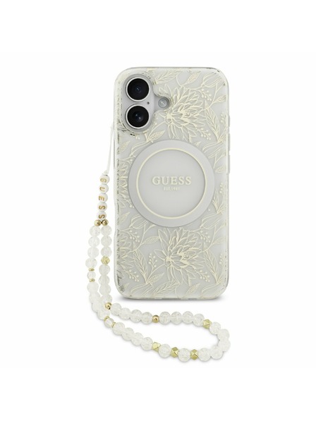 Guess Guess IML Flowers Allover Strap MagSafe Carcasă Spate pentru iPhone 17 White
