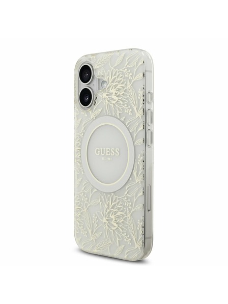 Guess Guess IML Flowers Allover Strap MagSafe Carcasă Spate pentru iPhone 17 White