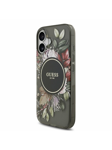 Guess Guess IML Flowers Strap MagSafe Carcasă Spate pentru iPhone 17 Black