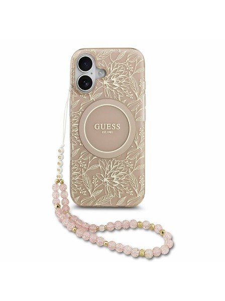 Guess Guess IML Flowers Allover Strap MagSafe Carcasă Spate pentru iPhone 17 Pink