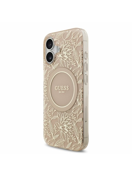 Guess Guess IML Flowers Allover Strap MagSafe Carcasă Spate pentru iPhone 17 Pink