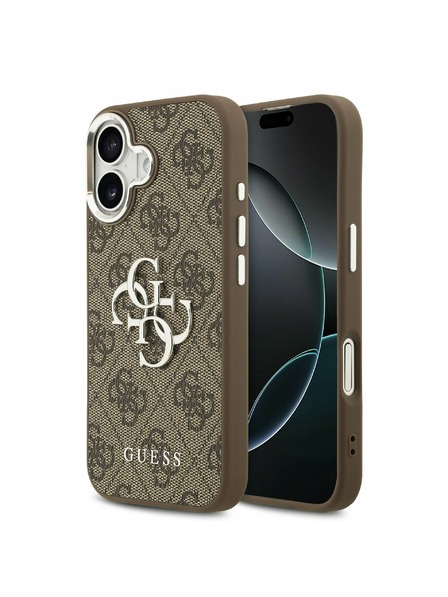 Guess Guess PU 4G Metal Logo Carcasă Spate pentru iPhone 17 Silver Brown