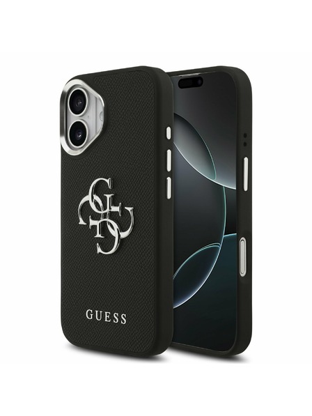 Guess Guess PU Grained 4G Metal Logo Carcasă Spate pentru iPhone 17 Black