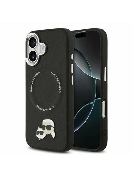 Karl Lagerfeld Karl Lagerfeld PU Karl and Choupette Heads Pins MagSafe Carcasă Spate pentru iPhone 17 Black