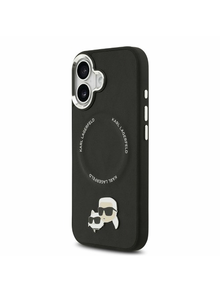 Karl Lagerfeld Karl Lagerfeld PU Karl and Choupette Heads Pins MagSafe Carcasă Spate pentru iPhone 17 Black