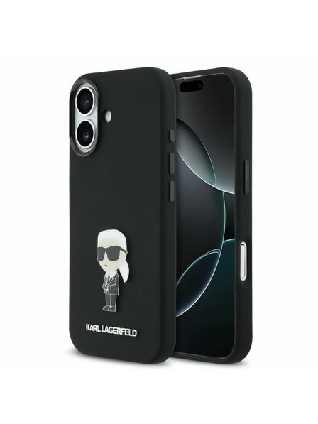 Karl Lagerfeld Karl Lagerfeld Liquid Silicone Metal Ikonik Carcasă Spate pentru iPhone 17 Black