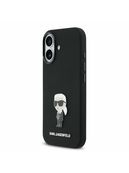 Karl Lagerfeld Karl Lagerfeld Liquid Silicone Metal Ikonik Carcasă Spate pentru iPhone 17 Black