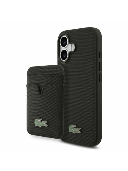 Lacoste Lacoste Iconic Petit Pique MagSafe Carcasă Spate + Portofel pentru iPhone 17 Black