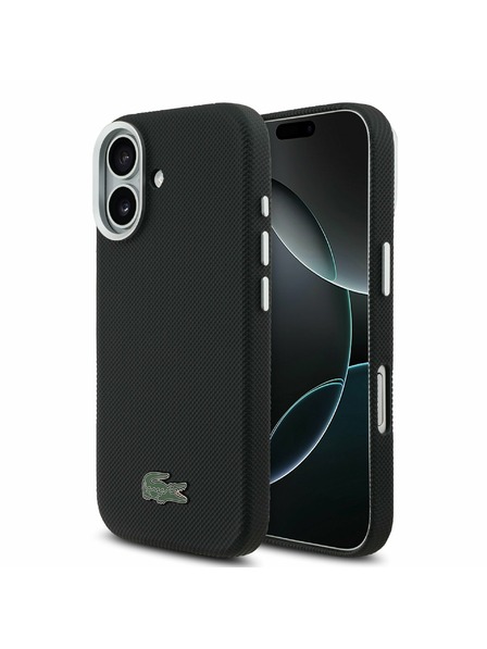 Lacoste Lacoste PVC Iconic Petit Pique Metal Logo MagSafe Carcasă Spate pentru iPhone 17 Black