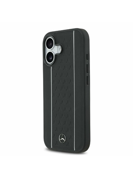 Mercedes Mercedes Leather Star Pattern and Stripes MagSafe Carcasă Spate pentru iPhone 17 Black/White