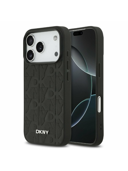 DKNY DKNY PU Leather Grid Pattern Magsafe Carcasă Spate pentru iPhone 17 Pro Negru