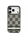 DKNY DKNY PU Leather Checkered Pattern and Stripe Carcasă Spate pentru iPhone 17 Pro Negru