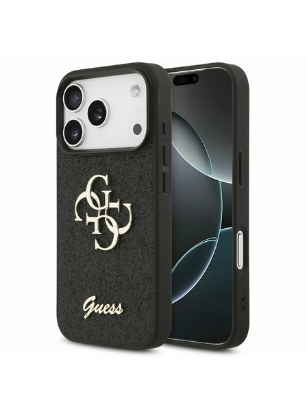 Guess Guess PU Fixed Glitter 4G Metal Logo Carcasă Spate pentru iPhone 17 Pro Negru