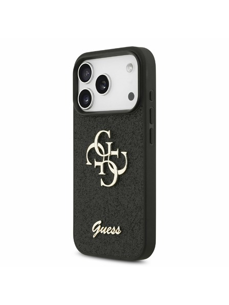 Guess Guess PU Fixed Glitter 4G Metal Logo Carcasă Spate pentru iPhone 17 Pro Negru