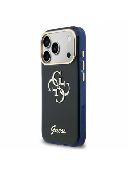 Guess Guess IML 4G Script Metal Logo Carcasă Spate pentru iPhone 17 Pro Albastru