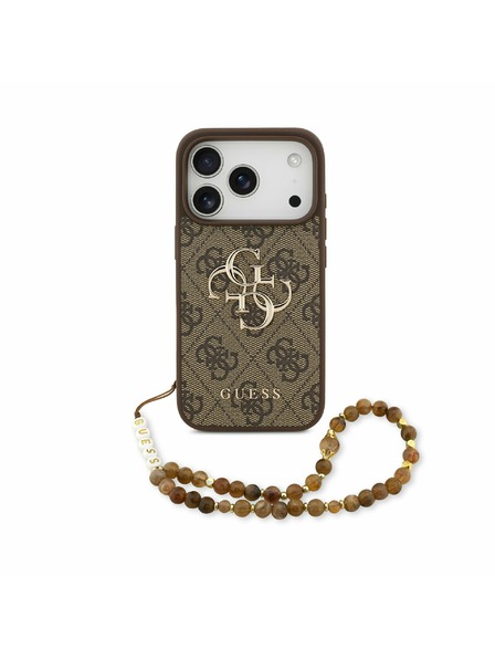 Guess Guess PU 4G Metal Logo Strap Carcasă Spate pentru iPhone 17 Pro Maro