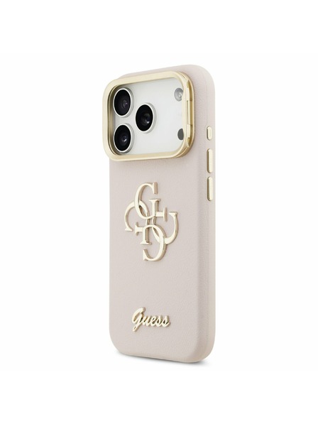 Guess Guess PU Grained 4G Logo Stand Camera Frame Carcasă Spate pentru iPhone 17 Pro Roz