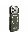 Guess Guess IML Glitter Script Strap MagSafe Carcasă Spate pentru iPhone 17 Pro Negru