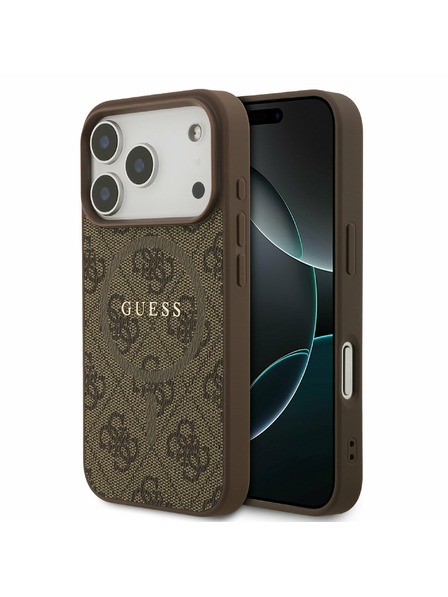 Guess Guess PU Piele 4G Colored Ring MagSafe Carcasă Spate pentru iPhone 17 Pro Brown