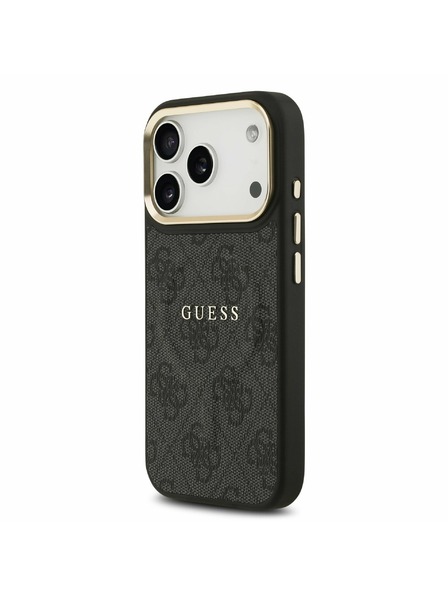Guess Guess PU Piele 4G Gold Frame MagSafe Carcasă Spate pentru iPhone 17 Pro Black