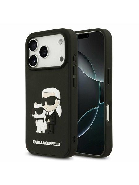 Karl Lagerfeld Karl Lagerfeld 3D Rubber Karl and Choupette Carcasă Spate pentru iPhone 17 Pro Black