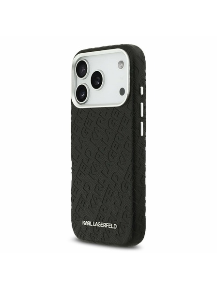 Karl Lagerfeld Karl Lagerfeld Grained PU Repeated Logo MagSafe Carcasă Spate pentru iPhone 17 Pro Black