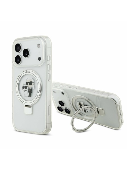 Karl Lagerfeld Karl Lagerfeld Ringstand Karl and Choupette MagSafe Carcasă Spate pentru iPhone 17 Pro White