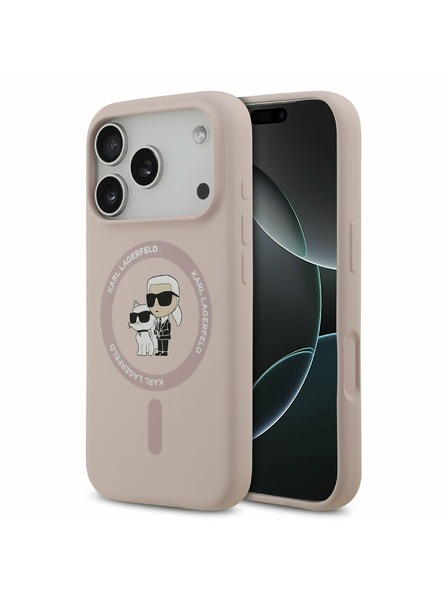 Karl Lagerfeld Karl Lagerfeld Liquid Silicone Karl and Choupette MagSafe Carcasă Spate pentru iPhone 17 Pro Pink