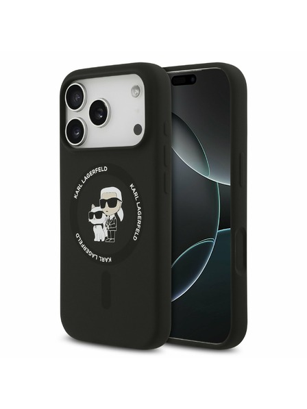 Karl Lagerfeld Karl Lagerfeld Liquid Silicone Karl and Choupette MagSafe Carcasă Spate pentru iPhone 17 Pro Black