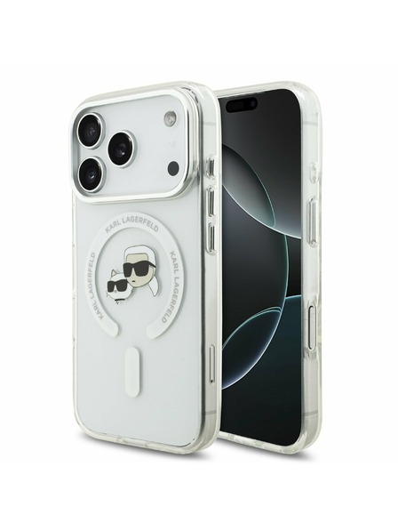 Karl Lagerfeld Karl Lagerfeld IML K&CH Heads Metal Frame MagSafe Carcasă Spate pentru iPhone 17 Pro Transparent