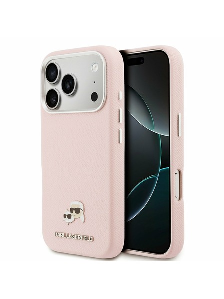Karl Lagerfeld Karl Lagerfeld PU Karl and Choupette Heads Pins MagSafe Carcasă Spate pentru iPhone 17 Pro Pink